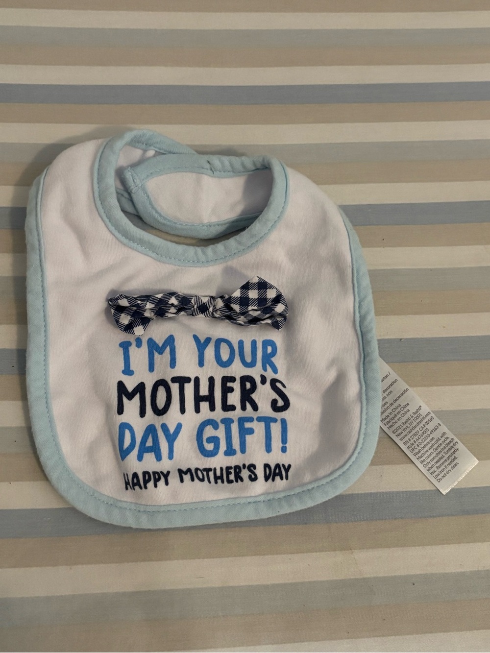 Baby Starters Light Blue and Navy Mother's Day Bib